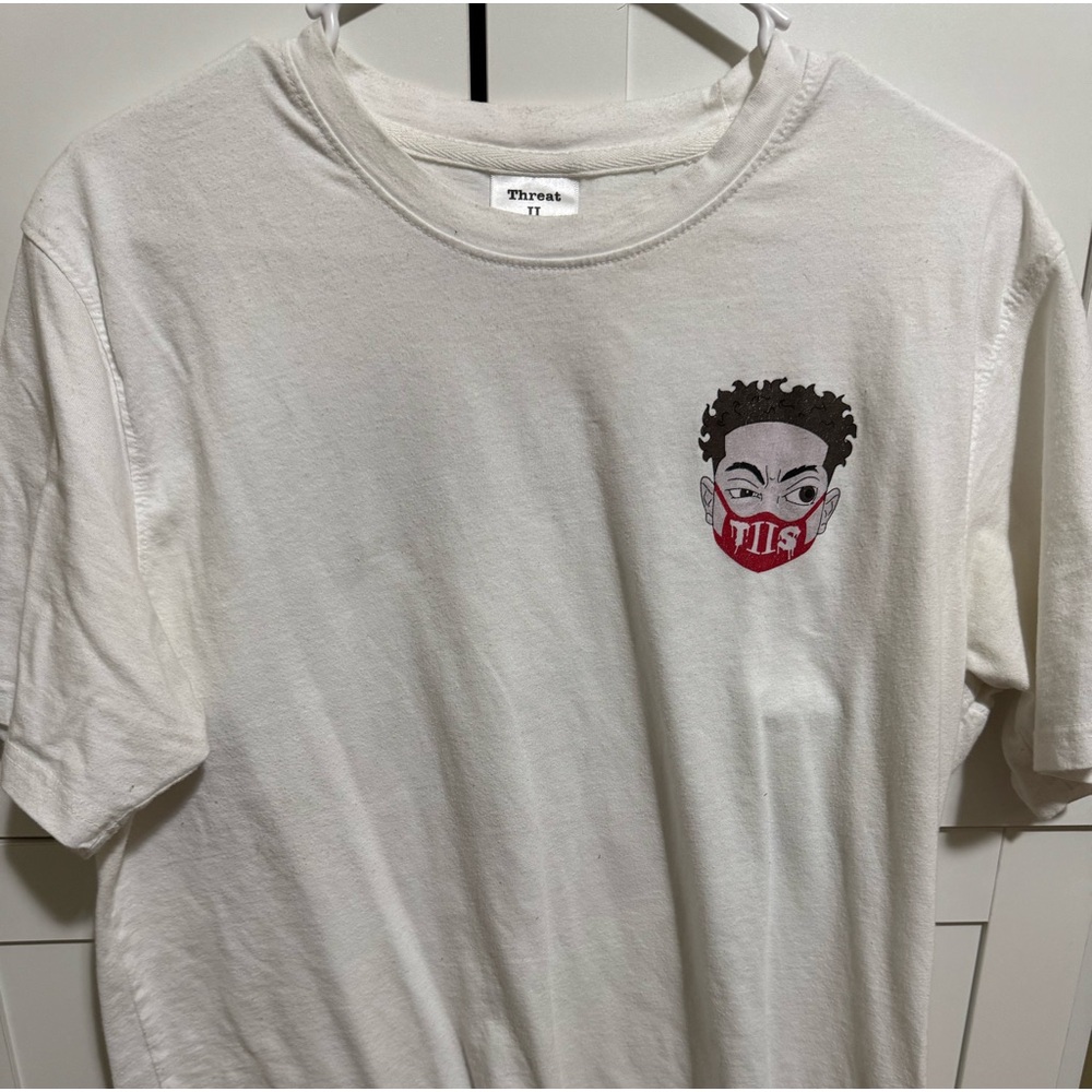 Men’s large threat to society masked man graphic Tshirt